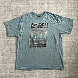 Vintage 2000s Y2K Working Waterfront Maritime Museum Tacoma Blue Shirt